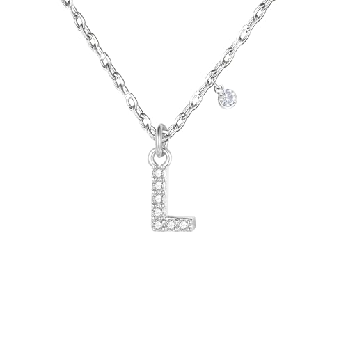 GUOYU 26 Collier Initiale Lettre d'Anniversaire pour Femme Fille, Collier avec Lettre en Zircons d'Argent Pendentif, Personnalisation Idées Cadeaux...