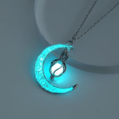 Fantasy Glow in the Dark Crescent Moon Necklaces - Jewelry Charms Pendants for Women - Fairy, witches, Space Necklace4