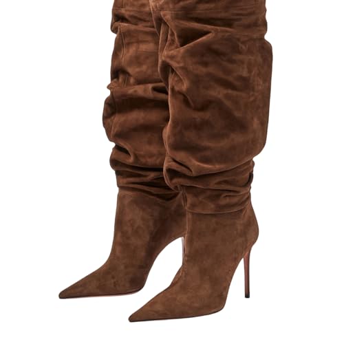 Microfiber Over The Knee Pointed Toe Stiletto Heelboot For Women,women's Thigh High Suede Tall Boots Sexy Long Boots Outfits Long Boots Fashion Retro Dress Boots Suitable For All Seasons 5