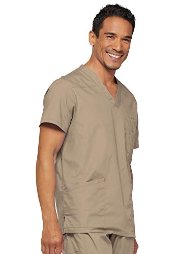 Image of Dickies Mens V-Neck Scrub Top with 5 Pockets - Medical & Nursing Uniform Shirt, Side Vents - 81906