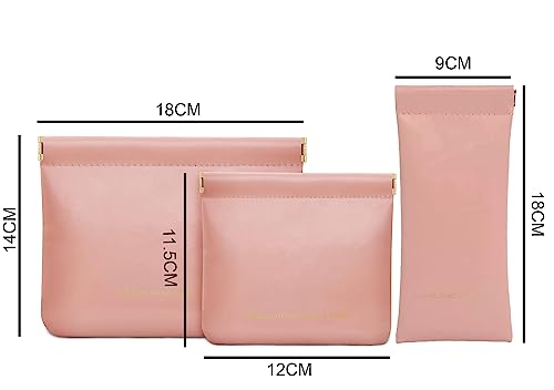 Image of House of Quirk Cosmetic Bag for Women Makeup Bag for Purse Travel Makeup Organizer Bag Waterproof Makeup Pouch with Sunglasses Case (Pack of 3, Pink)