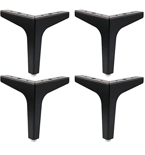 Image of Aakash Decor Black Finish Sofa Leg 4 Inches (Set of 4) - Metal Heavy Duty Furniture Leg for Home, Office Sofa Paya with Including Mounting Screw | Rustproof T- Shape Sofa Leg /Support Leg 10 cm