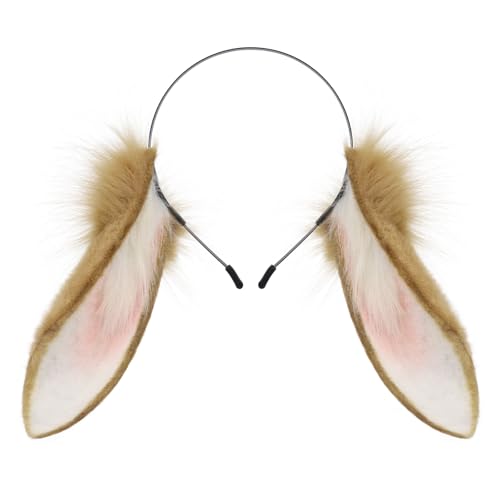 HAOAN Cute Bunny Ears Headband Faux Fur Rabbit Ear Hairhoop Anime Cosplay Costume Accessory