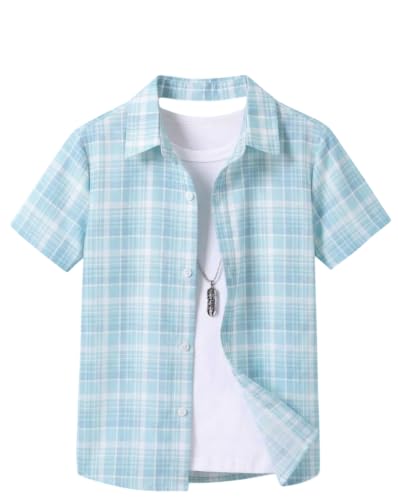 Image of TAGAS Boys Checkered Shirt | Kids Plaid Casual Shirts | Short Sleeve Regular wear Clothes for Boys | Stylish Summer, Party, Holiday, Beach