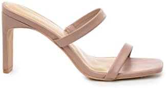 NICOLE MILLER Womens Heeled Sandals - Stylish Two Strap High Heel Slip-on Mules for Evening Parties & Dating - Square Open Toe Summer Sandal - Dress Shoes for Ladies | Image 1