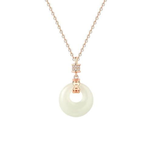 SLOEFY 14K Gold Jade Necklace for Women, Peace Buckle Jade