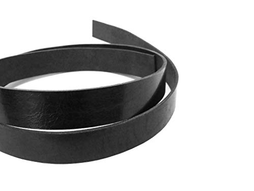 Buffalo Leather Strap, Leather Belt Blank Strip, 55” To 60” In Length, Vintage Glaze Leather Strip (Black, 1/2" 3-4 Oz | 1.2-1.6 Mm) #TOP5