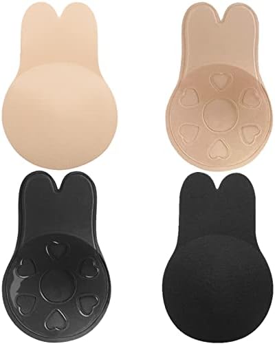 Sticky Bras, Adhesive Bras 2 Pairs Invisible Lift Up Bra Stick On Backless Bras Nipple Covers Strapless Bras for Women