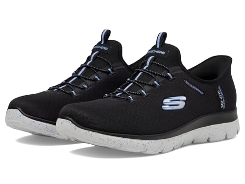 Skechers Sport Women's Women's Waterproof Hands Free Slip-INS Summits-Best Choice Sneaker, BKLB=Black/Light Blue, 9