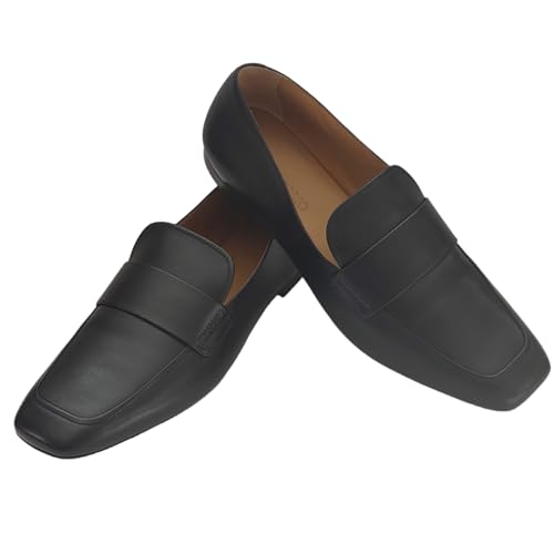 Gedeone Strap Slip-On Loafers Black Calf Leather Men's Casual Business Dress Shoes (Salvatore3