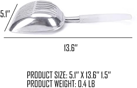 Moonshuttle Metal Cat Litter Scoop, Durable, Works with All Type of Cat Litter, Ergonomically Designed Handle