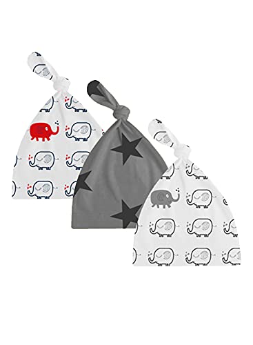Image of A.T.U.N. (ALL THINGS UBER NICE) Unisex Kids Cotton Printed Knot Hats for Baby Boys and Girls (Pack of 3)