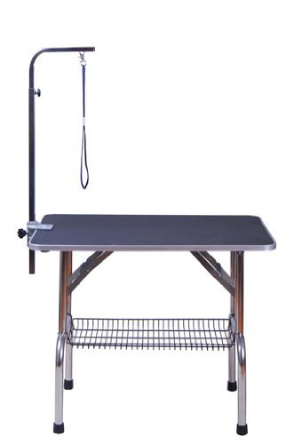 Pawhut Alu Trimmtisch Tierpflegetisch Schertisch mit Korb höhenverstellbar Schwarz