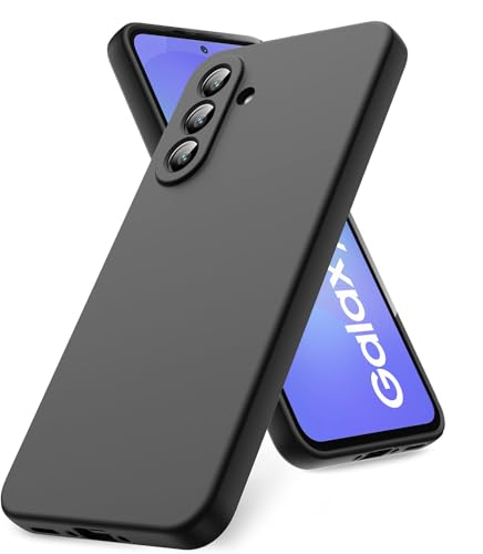 Image of DIZORO Microfiber Candy Case for Samsung A36 5G Smooth Touch Cushion Liquid Soft Silicone Gel Rubber Phone Cases Non-Slip Full Body Protective Shockproof Back Cover (Black)