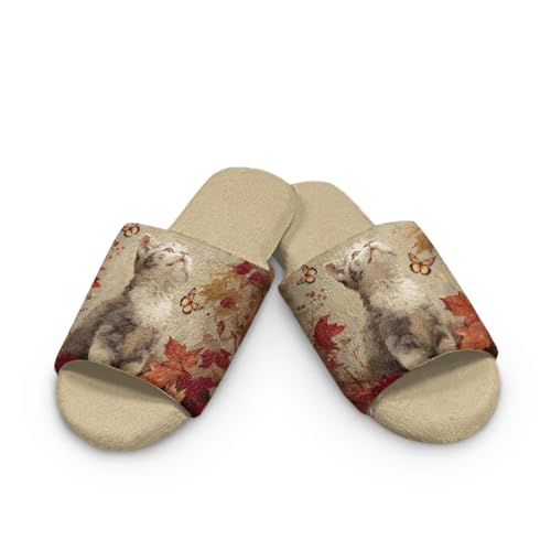 Forchrinse Christmas House Slippers for Women Men Open Toe Indoor Slippers Washable Reusable Spa Guest Hotel Shoes2