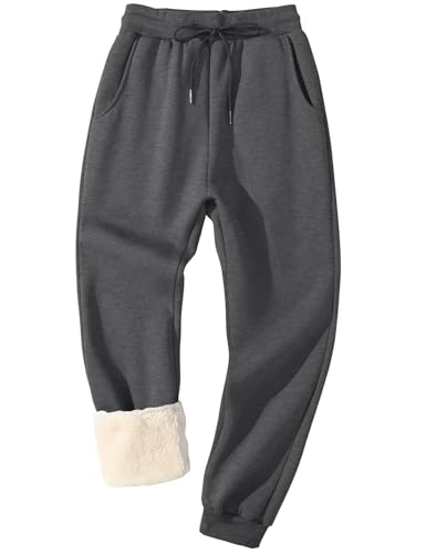Flygo Men's Fleece Lined Sherpa Sweatpants Winter Warm Pants Jogger Lounge Athletic Pant with Pockets