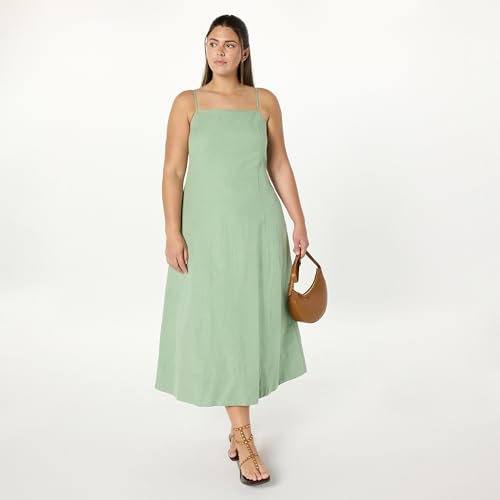 Image of The Drop Womens Daphne Square Neck Linen Maxi Dress