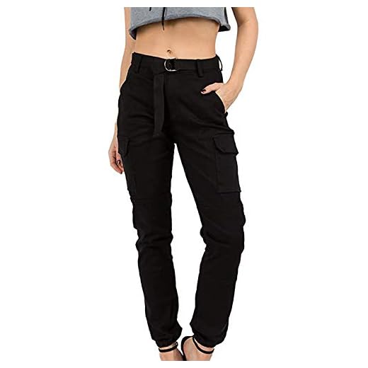 Piasnhaoah4 Pantalon Camouflage Femmes avec Ceinture, Cargo Pantalon Training Pantalon Décontracté Cargo Camo Pants Militaire Taille Elastique Sport Jogging Cargo Hip Hop Trousers