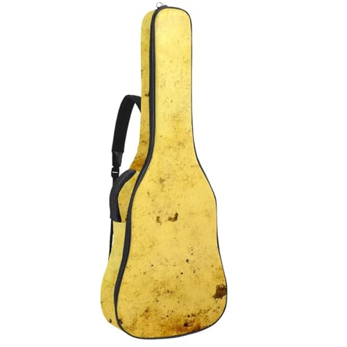 41 Inches Guitar Bag Dual Adjustable Shoulder Strap Acoustic Guitar Gig Bag, Vintage Yellow Mottled Print Guitar Case Waterproof Oxford Cloth Thicken Sponge
