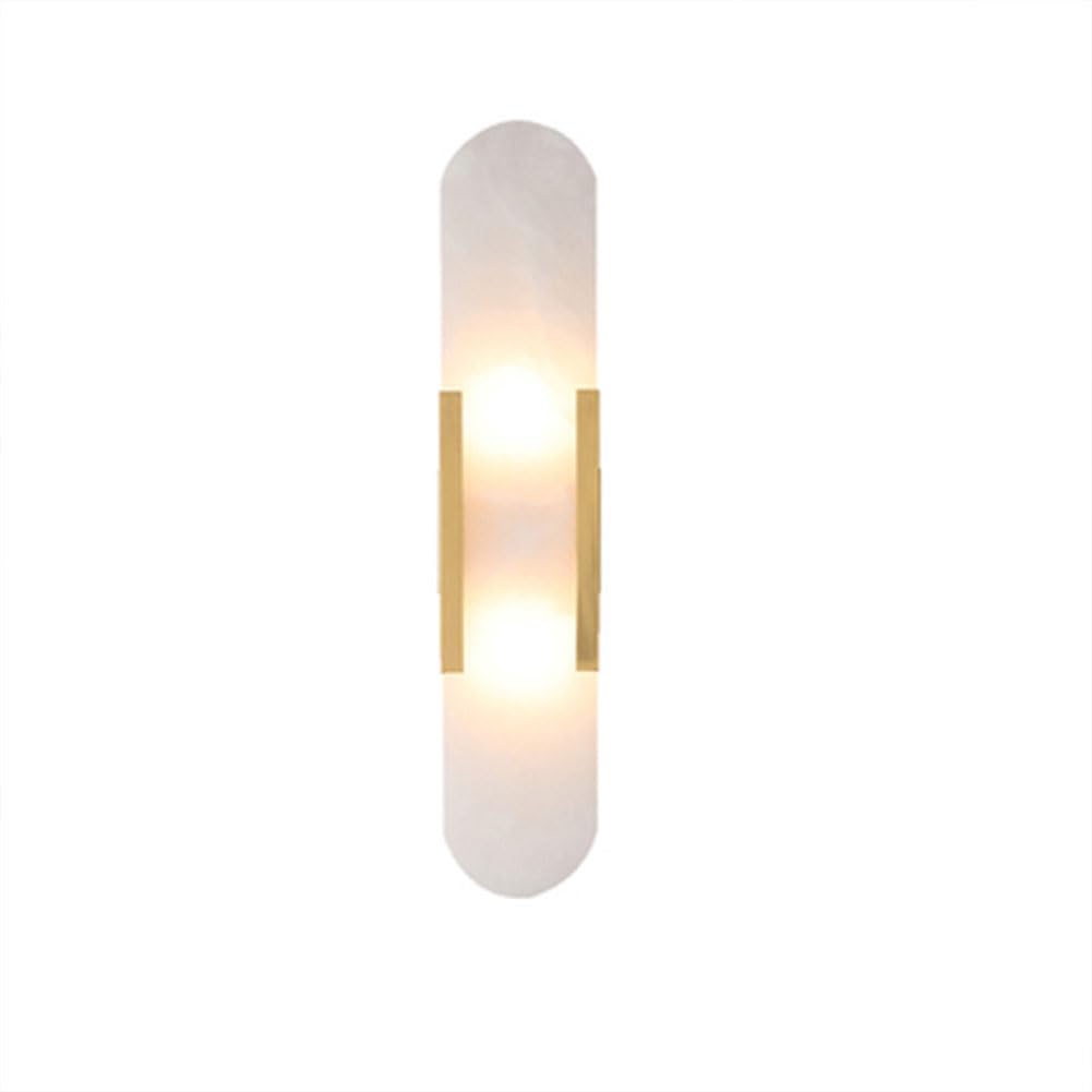 SMCCYYSD Marble Wall Sconces, Vintage Industrial Brass Sconce, Oval Alabaster Shaped Lampshade Lamp, Vanity Light Fixture For Bathroom Kitchen Bedroom, 2pcs G4 Bulbs
