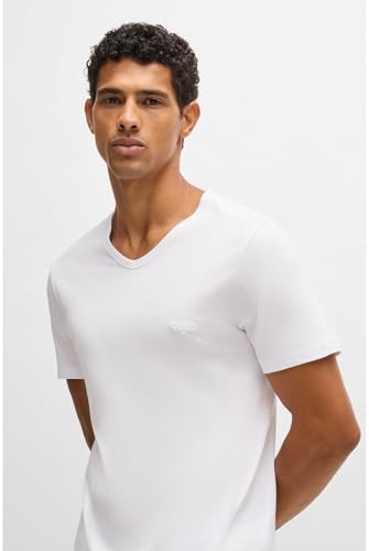 HUGO BOSS T-Shirt Vn 3p Co, Camiseta para Hombre, Blanco (White 100), M