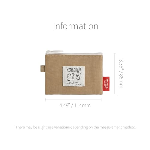 Image of Monolike Happy and Lucky Card Case, Beige - Small Nylon Pouch, Portable Keychain Coin Purse, Waterproof Card Sleeve, Compact Daily Organizer Case