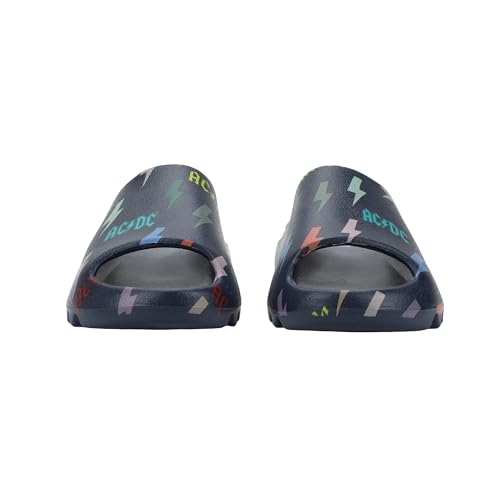 Bioworld ACDC Rainbow Thunderbolt Logos Men's Blue Slide Sandals3