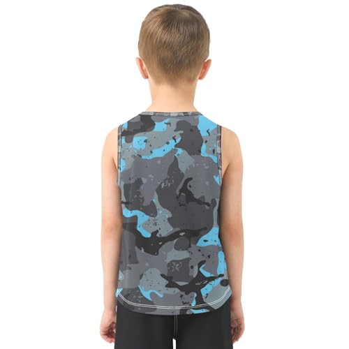 susiyo Modern Blue Gray Camo Boys Sleeveless Tank Top Toddler Athletic T Shirts3