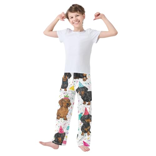 ZZXXB Dachshund Confetti Boys Long Pants Soft Trousers Elastic Waist Kids Lounge Bottoms with Pockets S-XL3