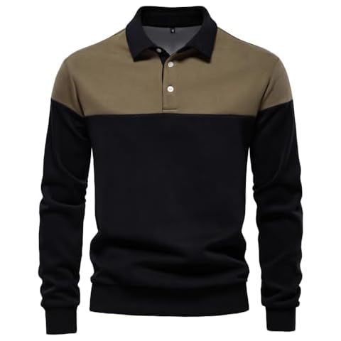 AIOPESON Men's sweatshirts Color Block Pullover Long Sleeve button down Collar Casual sweatshirt for men (US, Alpha, Medium, Regular, Regular, Armygreen) Cover