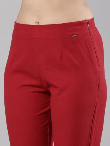 Image of Femmora Comfortable Fit Solid Straight Pant, Breathable Cotton Fabric with Side Zip Button Closure, for Women, Pack of 1