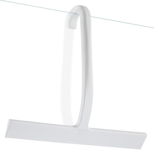 Image of GUTEWERK Shower Squeegee for Glass Doors - Bathroom Squeegee for Shower Glass & Tile Walls, Streak-Free & No-Squeak Silicone Blade, Stainless Steel Core, Hang Hook + Suction Cup, White, 10 Inch