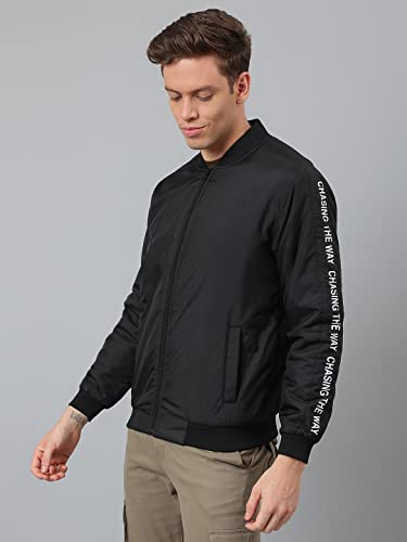 Image of Dennis Lingo Men's Polyester Long length Long Sleeves Bomber Jacket - Mandarin Collar, Welt Pocket, Lightweight, Casual Winterwear