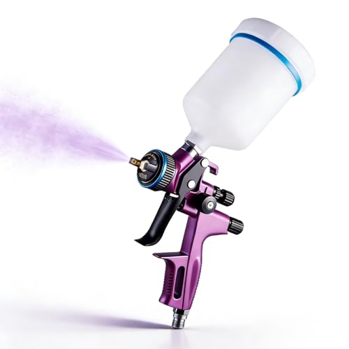 Candeon HVLP Lackierpistole Spritzpistole, Profi LVLP luftspritzpistole Set Auto Farbpistole Farbspritzpistole Mit 1,3mm Düse 600ml Plastikbecher, Farbsprühsystem Spraypistole Für Auto, Möbel Bemalung