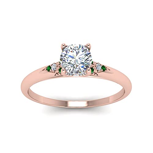 Image of Choose Your Gemstone Petite Dome Engagement Ring Rose Gold Plated Round Shape Petite Engagement Rings Everyday Jewelry Wedding Jewelry Handmade Gifts for Wife US Size 4 to 12