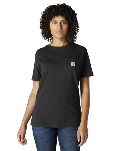 Carhartt womens Loose Fit Heavyweight Short-sleeve Pocket T-shirt Work Utility T Shirt, Black, Small US