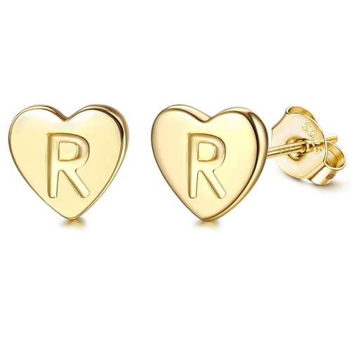 Clou d'oreille initiale cœur argent S925 pour femme et fille