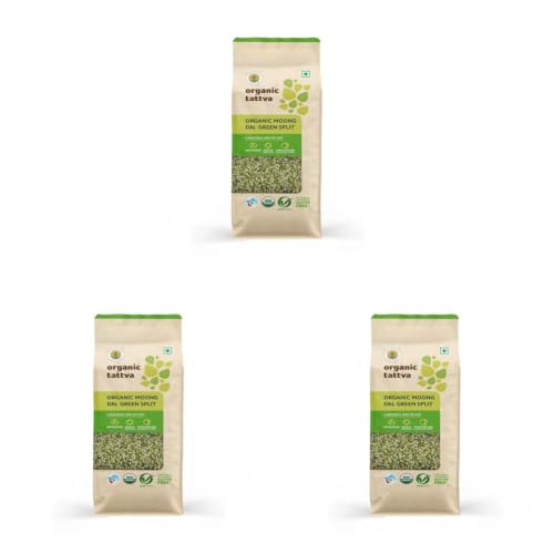 Image of Organic Tattva Organic Moong Chilka Dal - 500g | Green Moong Dal Split | Naturally Grown, No Preservatives, Gluten-Free | Hygienically Packed Daal (Pack of 3)