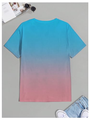 Floerns Men's Summer Streetwear Causal T Shirts Ombre Tropical Print Crewneck Short Sleeve Tee Shirts Tops2