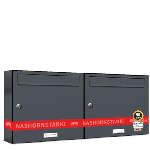 AL Briefkastensysteme 2er Briefkastenanlage Anthrazit Grau RAL 7016,...