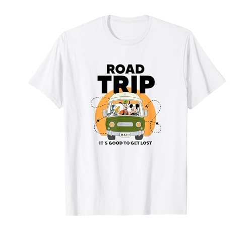 T-shirt Mickey Donald Goofy vêtement Disney vintage imprimé Road Trip coton blanc