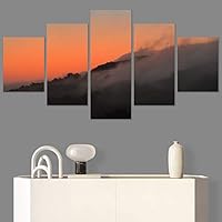 SIGNWIN 5 Panel Canvas Wall Art Foggy Mountains for Home Decorations Ready to Hang - 60