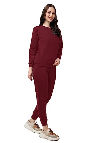 Image of Women's Full Sleeves Round Neck Winter wear Casual Fit Sweatshirt and Jogger Set Cotton Stretchable Comfort Fit and Warm for Cold Season for Everyday Winter Season Wear