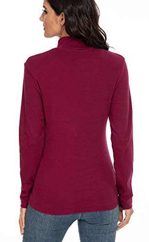 Image of Women's Cotton Mock Turtleneck Long Sleeve Basic Thermal Top