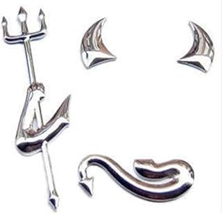 Silver Small Devil Car Stickers, 3D Stereo Funny Car Metal Decoration Stickers