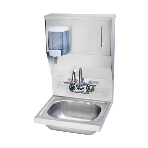 Fregadero de mano de pared FSE 373-KR-HS-56 de 40.6 cm con grifo de cuello de cisne