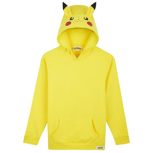 Pokemon Sudadera Niño Niña y Adolescente, Pikachu Sudaderas con Capucha Cómoda, Bolsillo Canguro, Regalos Anime para Niños (7-8 Años, Pikachu Amarillo)