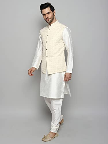 Image of Uri and MacKenzie Men's Silk Blend Kurta Pajama with Designer Ethnic Nehru Jacket /Modi Jacket