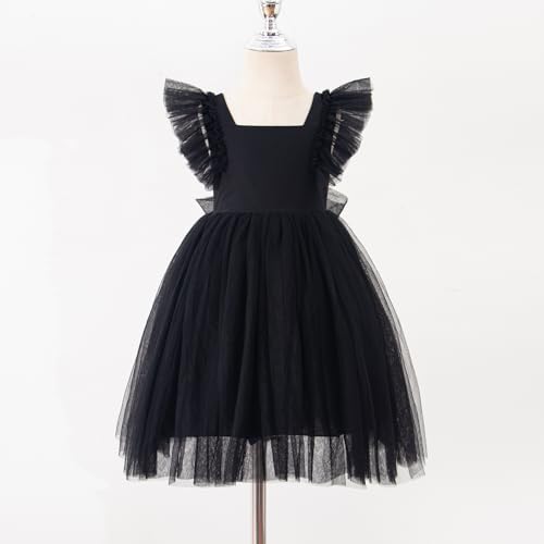 Image of Tutu.kk Toddler Girls Vintage Party Dress Ruffled Sleeve A-Line Tulle Flower Girl Dresses for Wedding,Birthday
