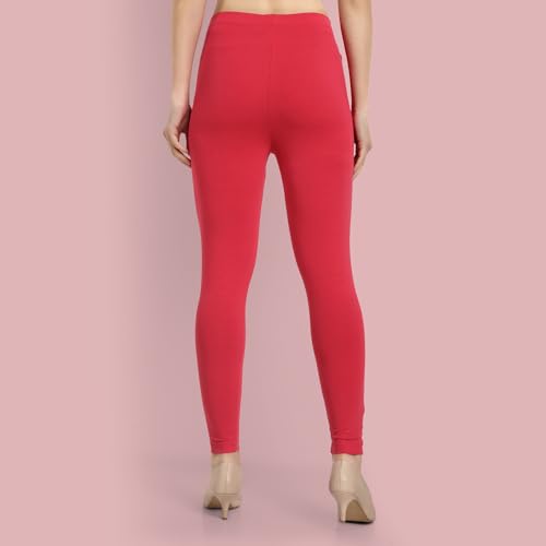 Image of ONE SKY Women Ankle Length Leggings | Premium Cotton Modal Spandex Blend | High Waist Stretchable & Bio-Washed Fabric | Colour-Lock | Ethnic Leggings for Women